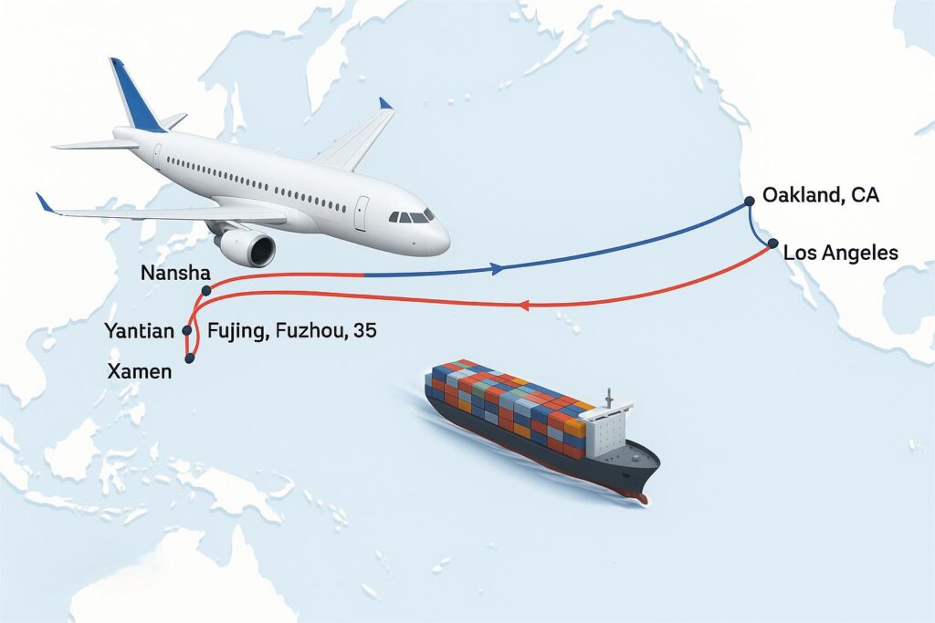 Shipping Route from China to USA-Sea Freight, Air Freight