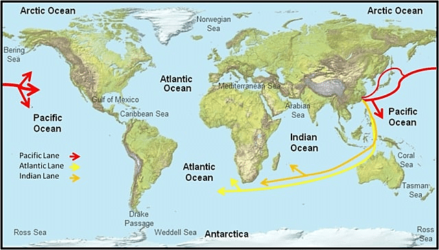 What is the shipping route from China to the US? What route do shipments from China take Full Guide 2025