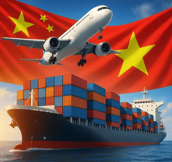 Χάρτης δρομολογίων από την Κίνα προς το Βιετνάμ