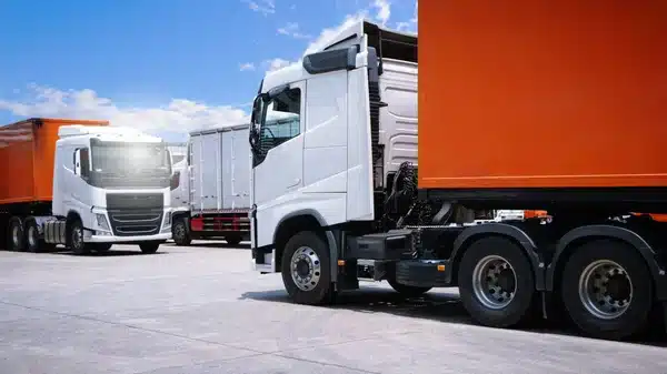 Truck transport convoy from China to Kazakhstan