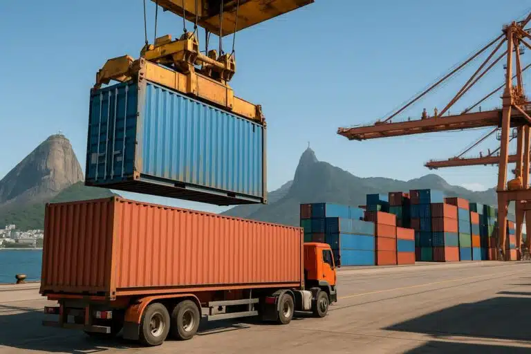 Contêineres de 20 pés e 40 pés da China para o Brasil - Embarque de contêineres por doca, transporte de contêineres