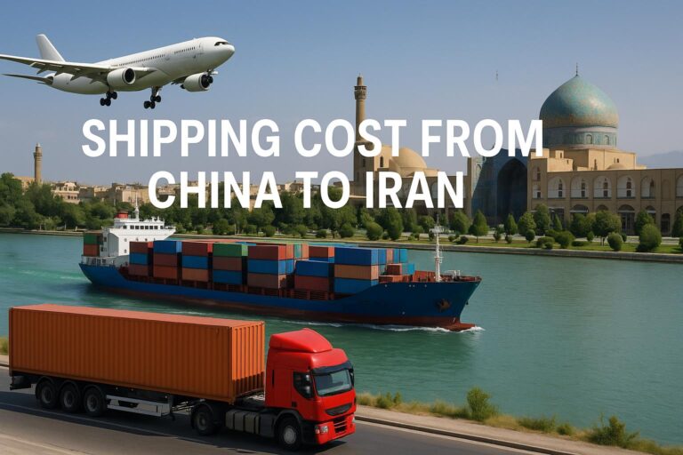 Cargo ship and airplane representing shipping cost from China to Iran in 2025, covering sea freight, air freight, and door-to-door delivery options