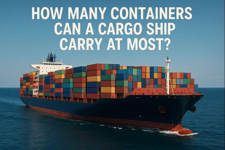 Chinese freight forwarder with shipping container models explaining cargo ship capacity