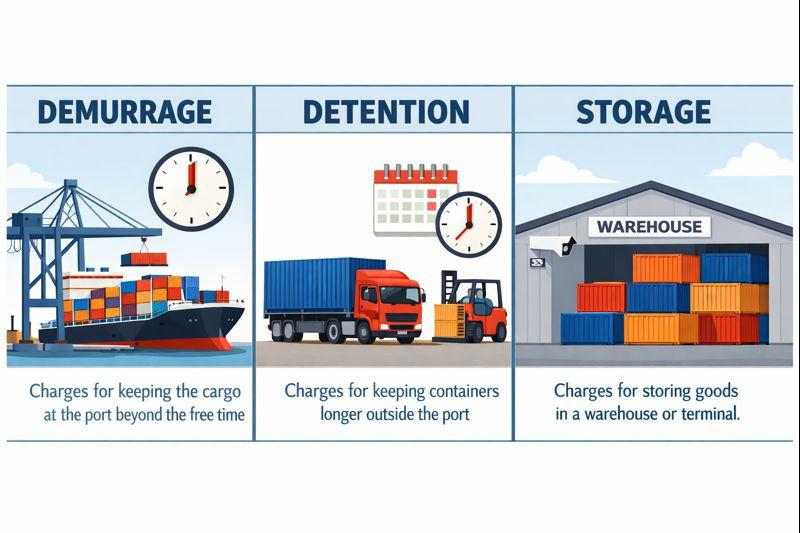 Demurrage vs Detention vs Storage