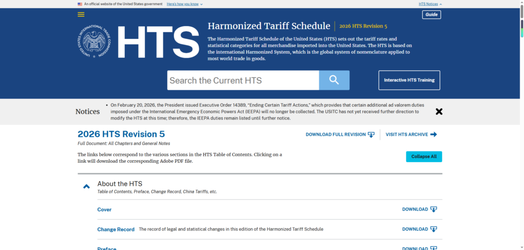 In the HTS search bar, search for product terms