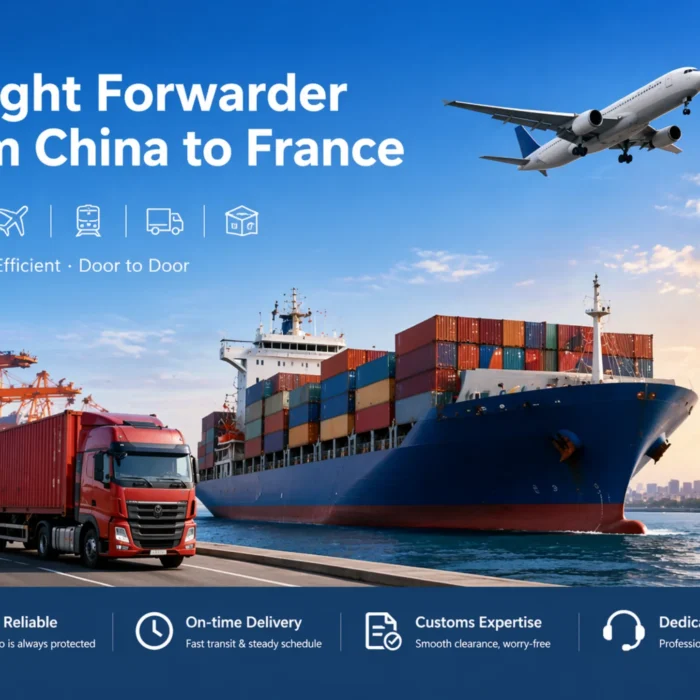 Freight forwarding from China to France with cargo ship, truck, and airplane for sea, air, rail, and door-to-door delivery