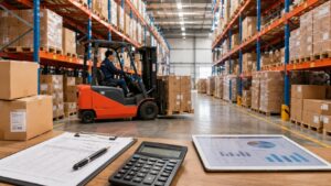 China warehouse storage area for goods consolidation and export shipping preparation