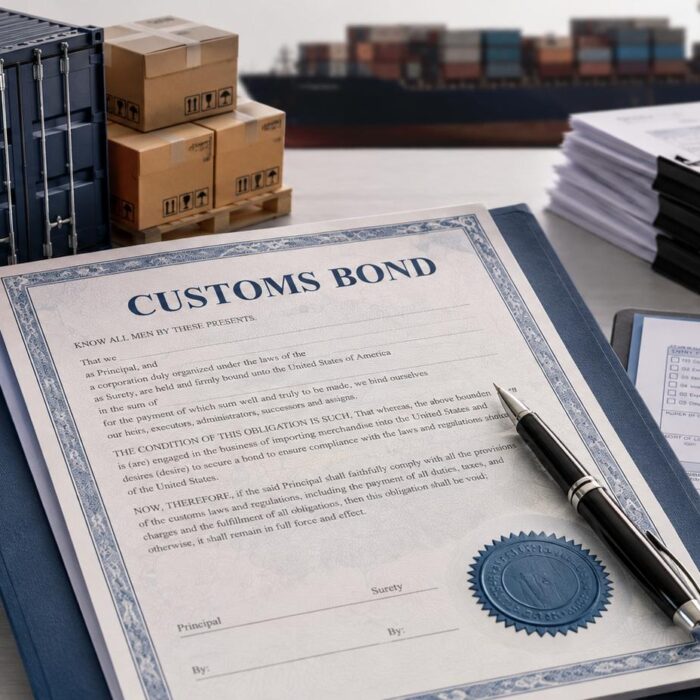 Customs bond document prepared for first-time importers from China