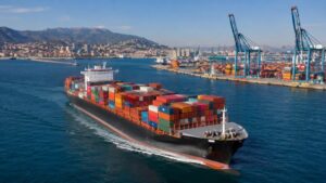 Sea freight from China to Italy with container ship at port