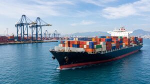 Sea freight from China to Spain container ship arriving at Spanish port