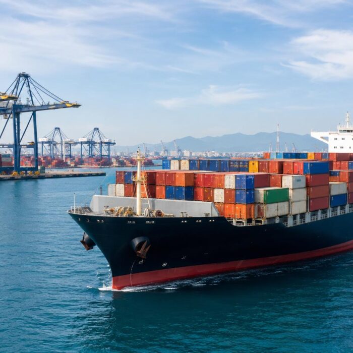 Sea freight from China to Spain container ship arriving at Spanish port