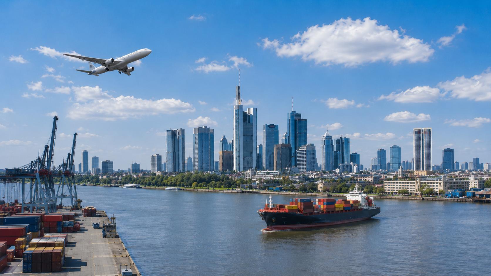 Shipping from China to Frankfurt freight options including air freight, sea freight, customs clearance, and door-to-door delivery