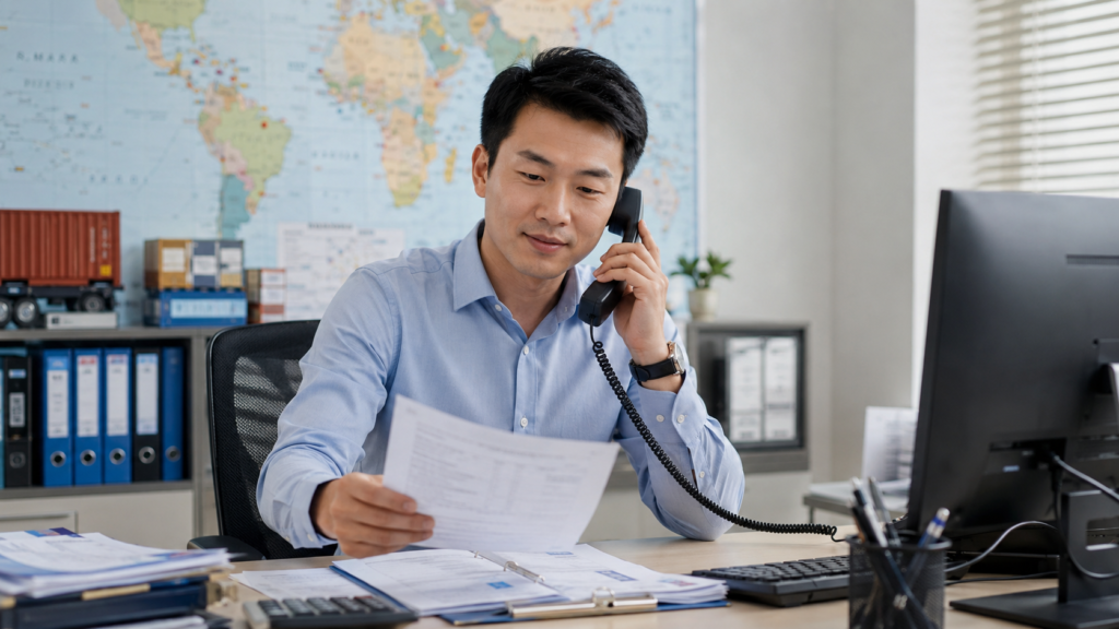 Freight forwarding agent managing shipping from China to Gdańsk for Poland import cargo