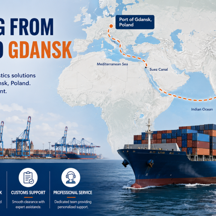 Shipping from China to Gdańsk by sea freight, rail freight, air freight and door-to-door delivery