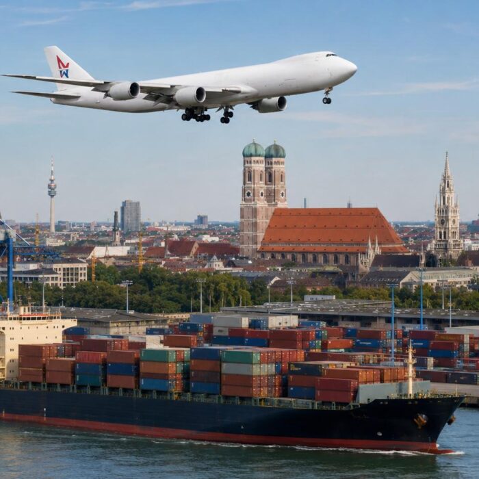 Envio da China para Munique por frete aéreo e marítimo.