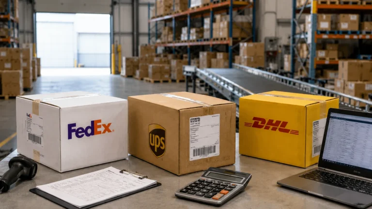 FedEx, UPS, and DHL shipping rate comparison for domestic and international courier shipments
