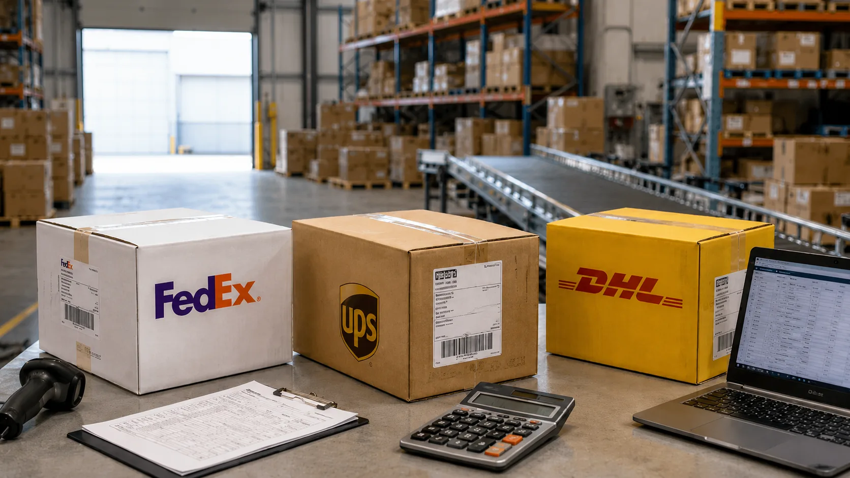 FedEx, UPS, and DHL shipping rate comparison for domestic and international courier shipments