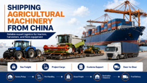 Shipping agricultural machinery from China by sea freight, including container shipping, flat rack and RoRo logistics solutions.