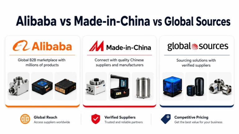 Alibaba vs Made-in-China vs Global Sources comparison by products, suppliers, and sourcing needs