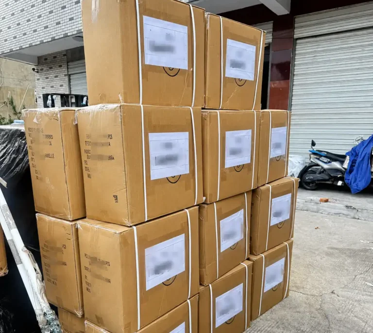 20 cartons of slippers prepared for air freight shipping from Shenzhen to Italy.