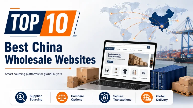 Top 10 best China wholesale websites for global buyers with online sourcing, supplier comparison, secure transactions, and global delivery