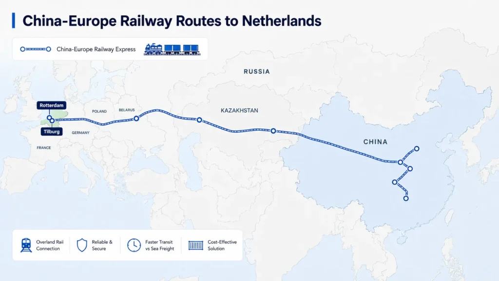 China-Europe railway routes connecting China and the Netherlands