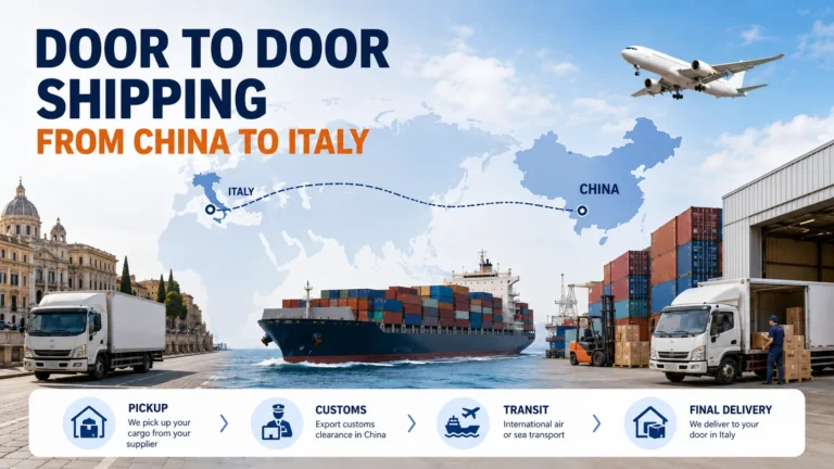 Door to door shipping from China to Italy by sea, air, and road freight