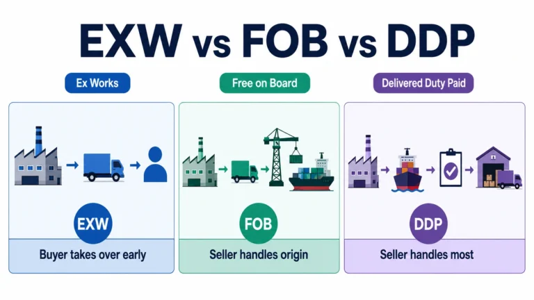 EXW vs FOB vs DDP shipping terms comparison