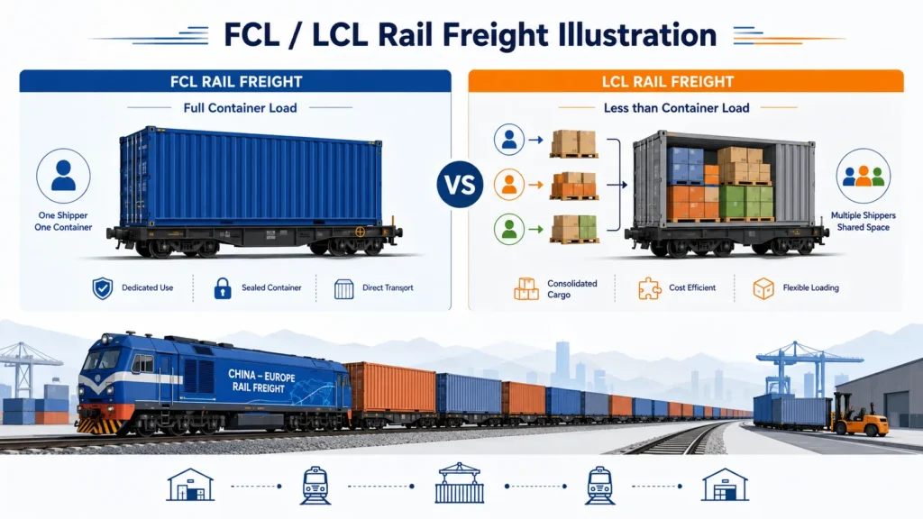 FCL and LCL rail freight shipping options from China to Netherlands