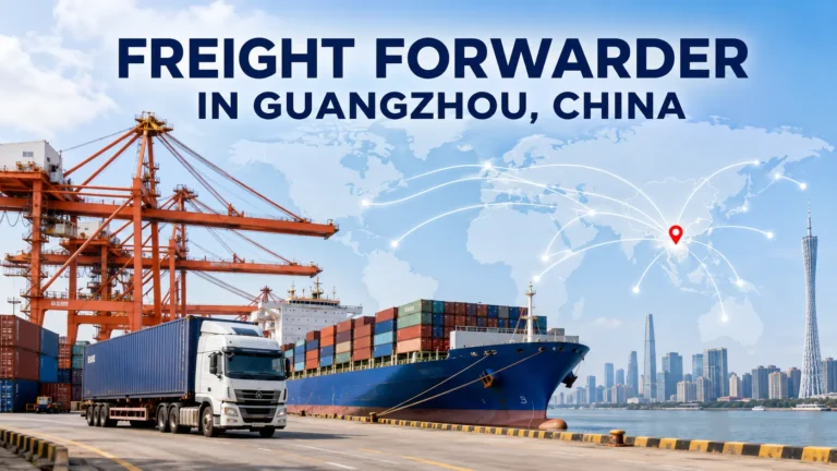 Container shipping and freight forwarding at Nansha Port in Guangzhou, China.