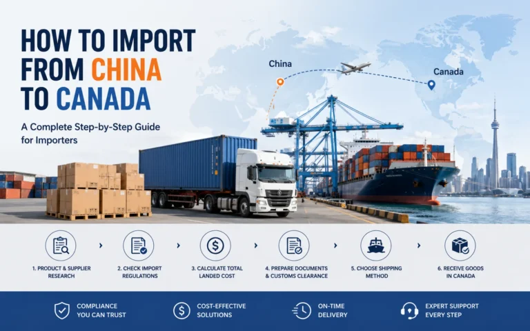 How to import from China to Canada guide showing cargo shipping and logistics