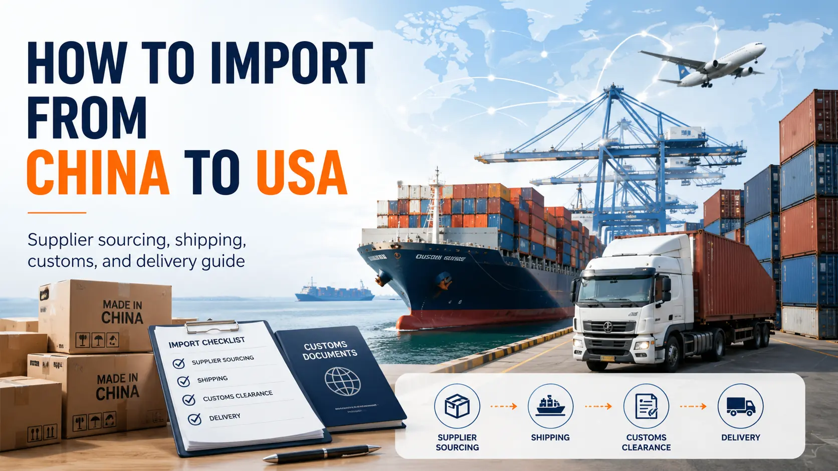 How to import from China to USA with air freight, sea freight, and cargo delivery