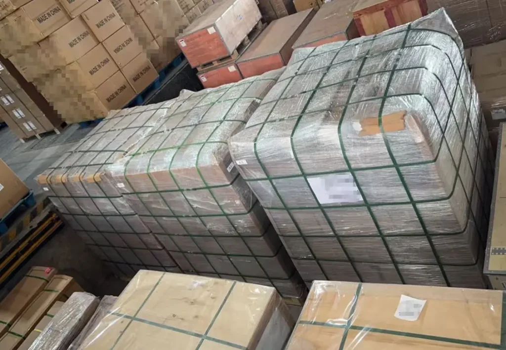 Three pallets of power strips prepared for sea freight from Yiwu to the USA