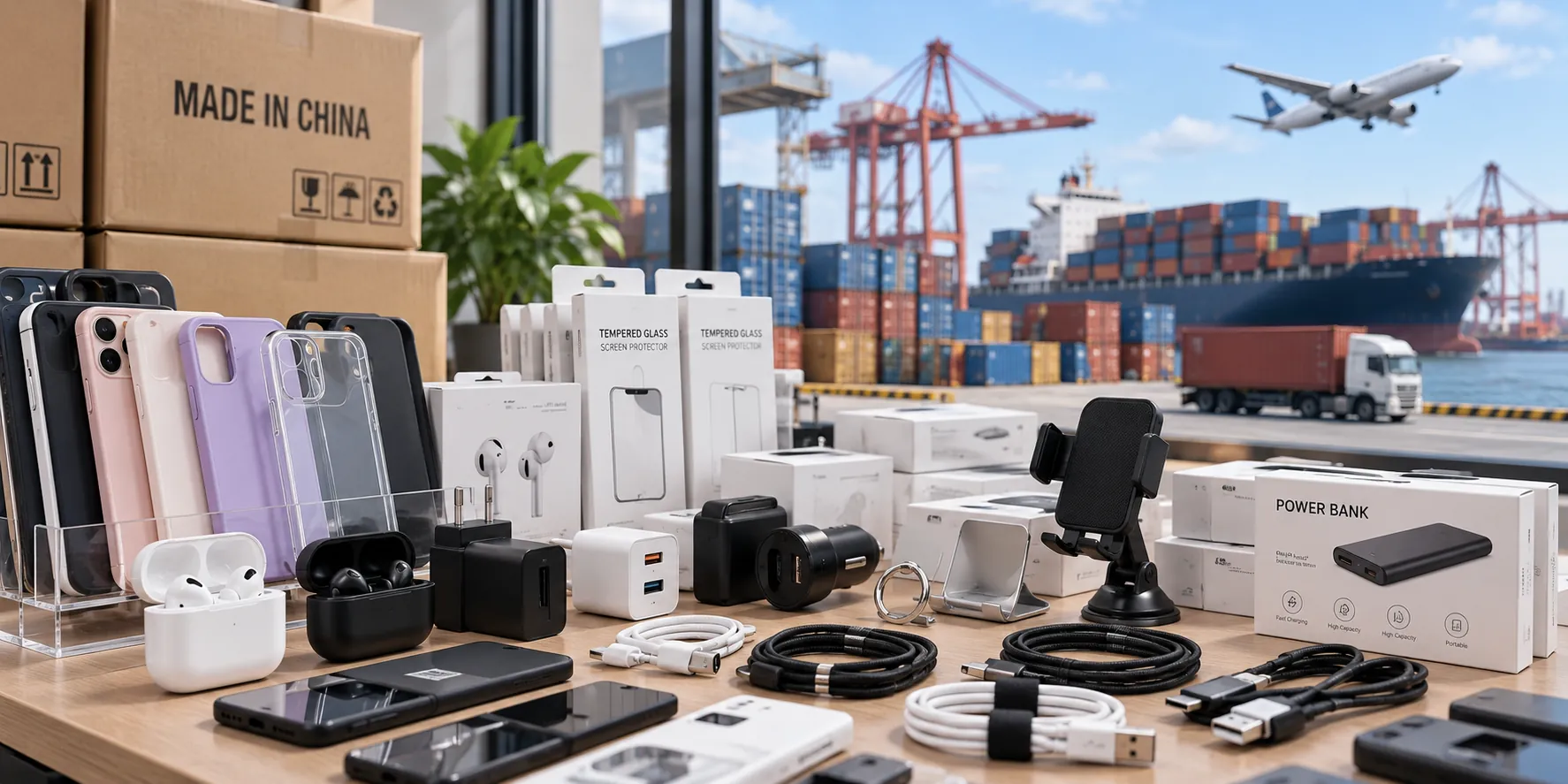 Bulk importing mobile phone accessories from China with electronics and international shipping