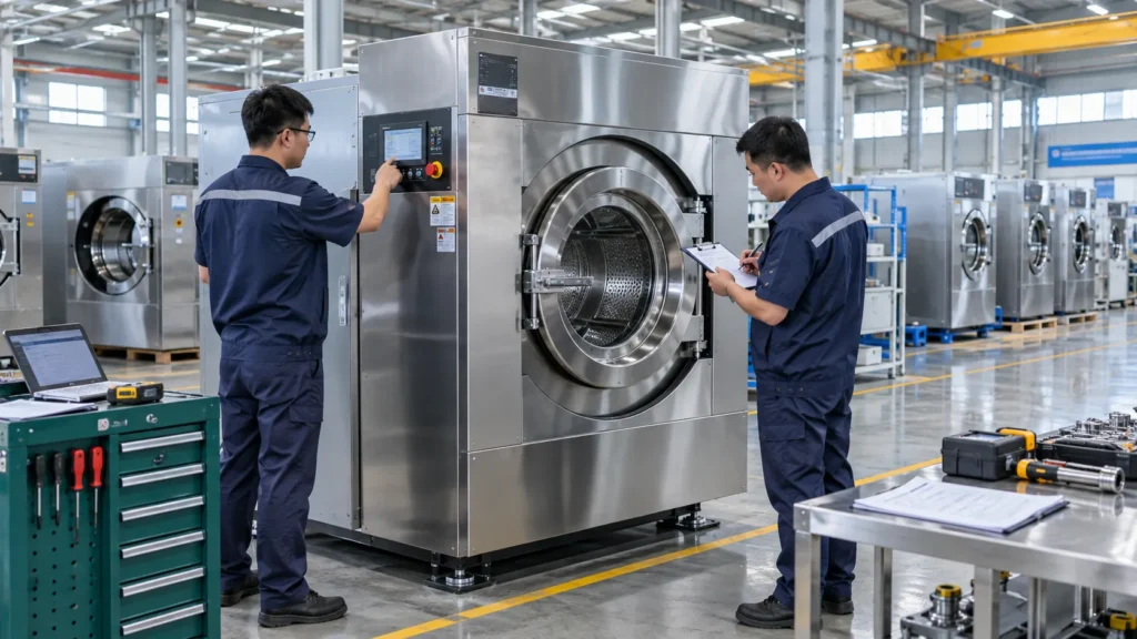 Commercial laundry machine factory inspection in China