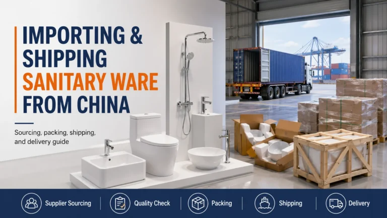 Importing and shipping sanitary ware from China with bathroom products, cartons and container logistics