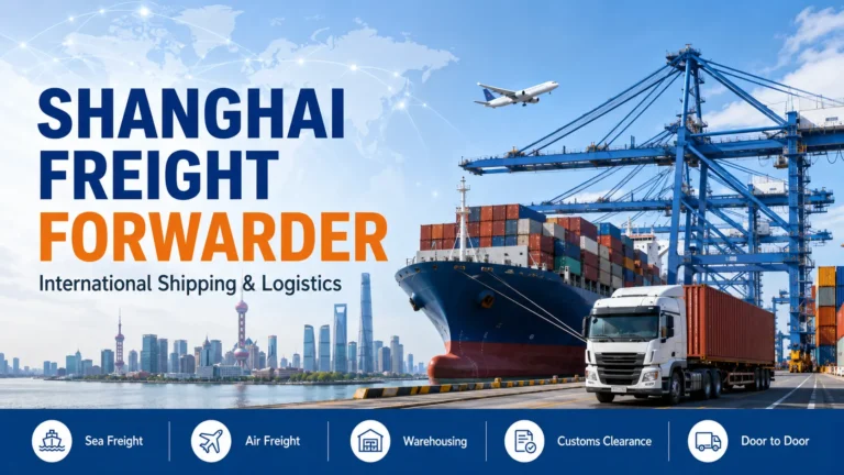 Shanghai freight forwarder services with container shipping, port logistics and international cargo transport
