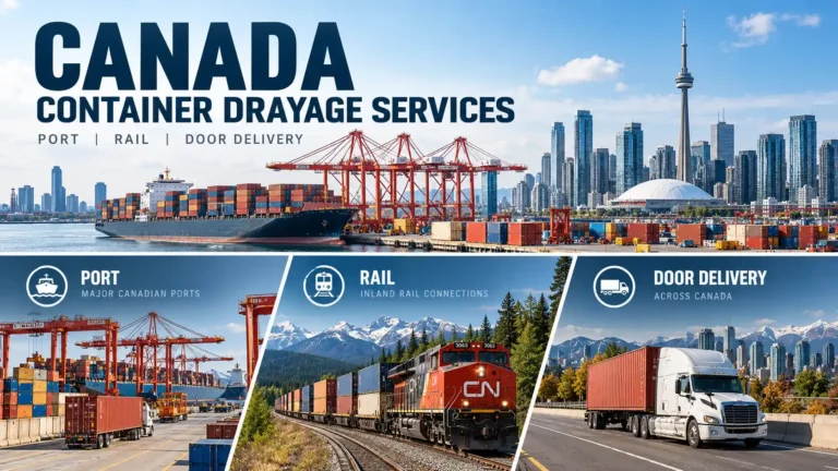 Canada container drayage services connecting major ports, rail terminals, and warehouses through container trucking and intermodal transport.