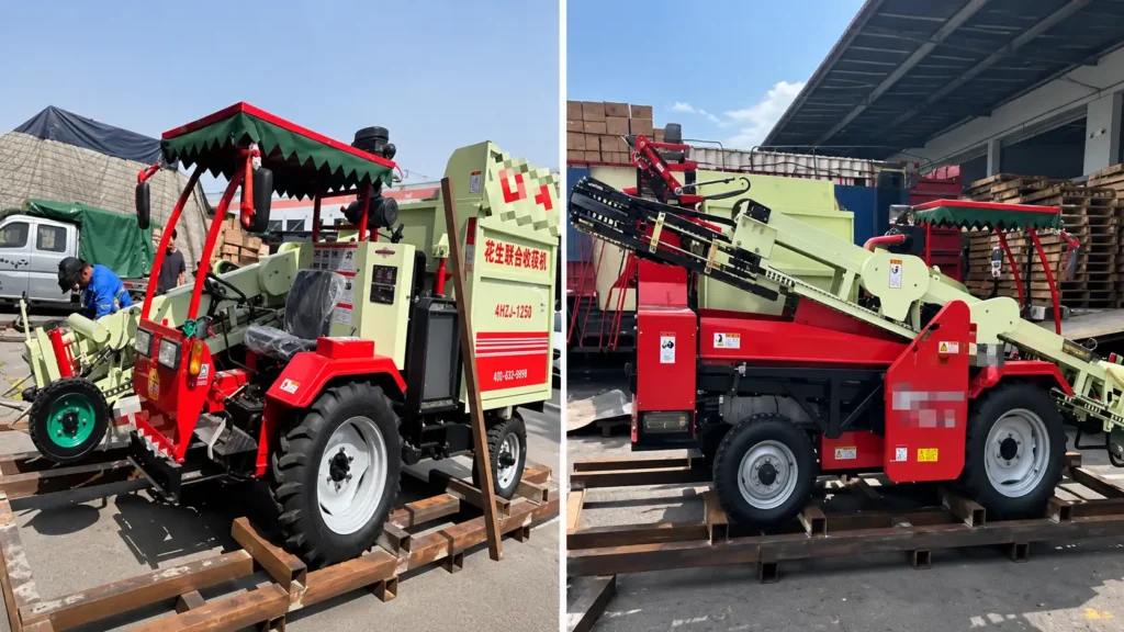 Peanut harvester shipped by consolidated LCL truck transport from Zhejiang, China, to Russia.