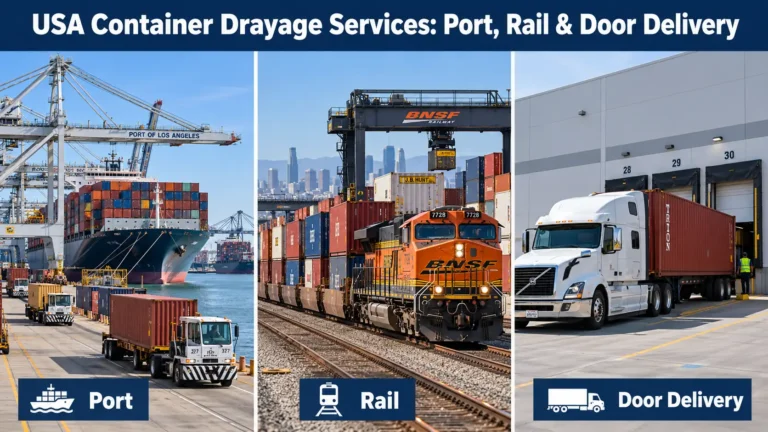 USA container drayage services connecting ports, rail terminals, and door delivery