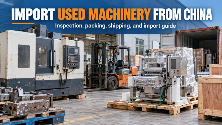Used industrial machinery prepared for export shipping from China