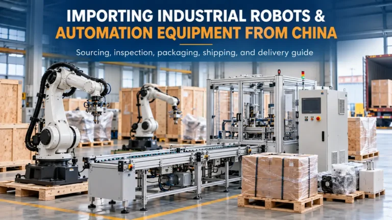 Industrial robotic arms and automation equipment in a Chinese manufacturing facility