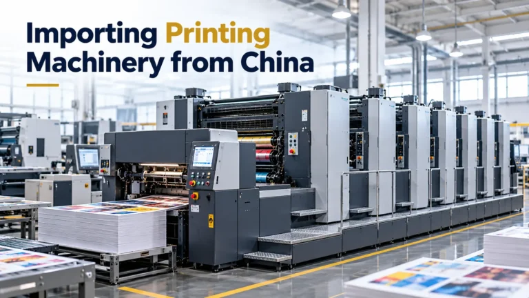Printing machinery manufacturing factory with workers assembling industrial printing equipment